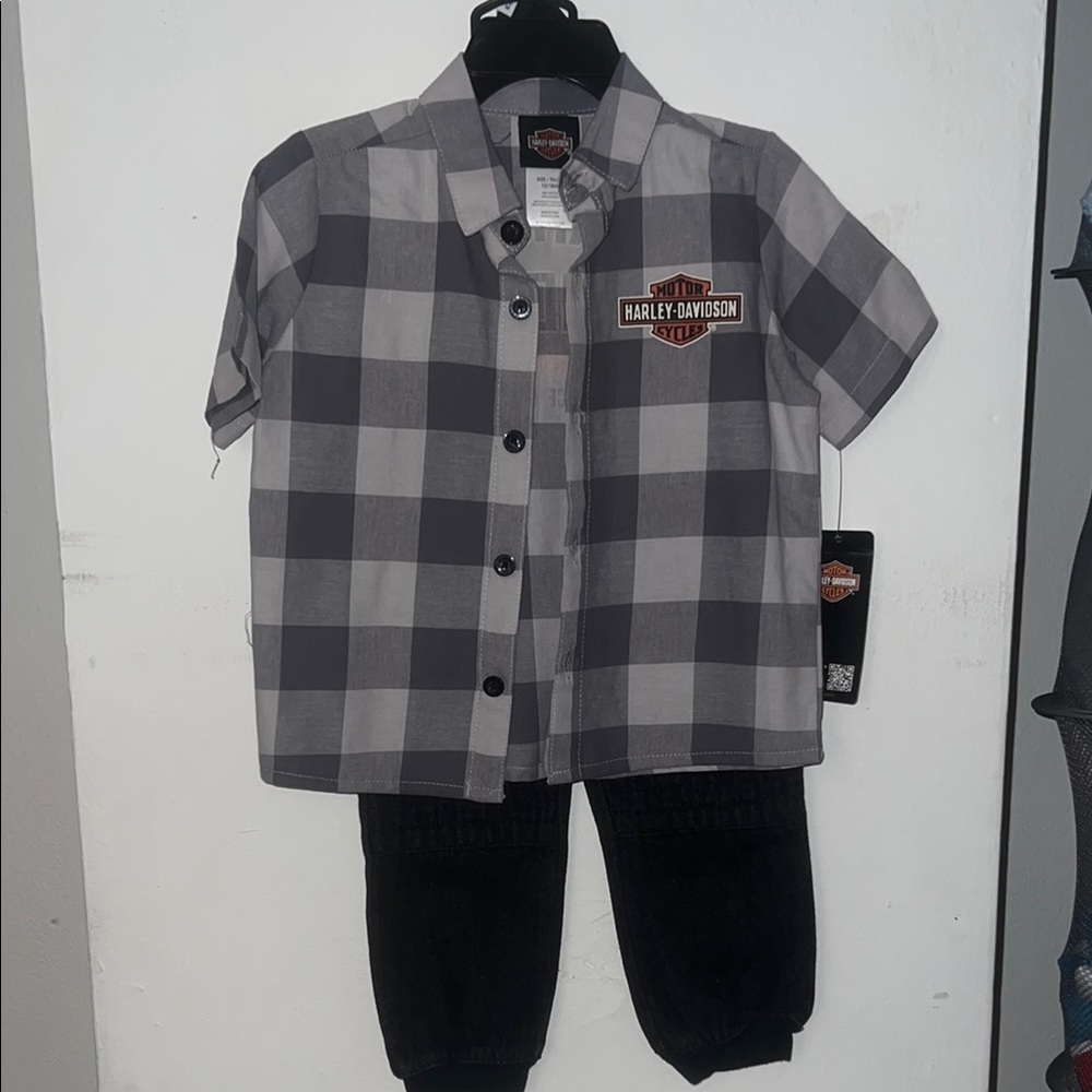 Harley-Davidson Plaid Shirt and Pants Set
